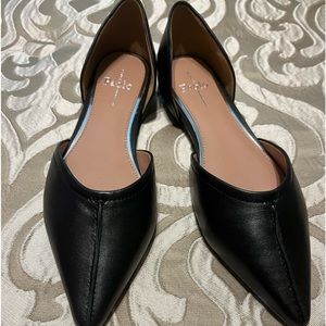 Black leather flats